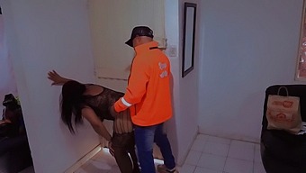 Submissive Exhibitionist Gets Fucked By The Delivery Man In Erotic Lingerie