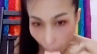 Thaitwentybabe'S Tight Pussy Challenges A Huge Dildo