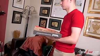 British Mature With Natural Tits Trades Sex For Pizza In Hd Video