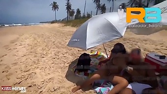 Brazilian Director Baiano'S Wife Joins Him For Steamy Beach Sex With Another Woman