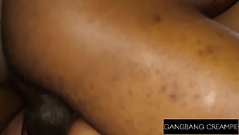 Ebony Queen'S Pussy Filled With Cum In Wild Gangbang
