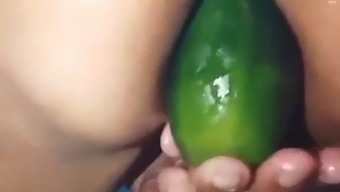 Stepmom Flaunts Her Big Ass While Using A Cucumber On Camera