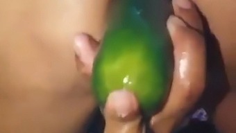 Stepmom Flaunts Her Big Ass While Using A Cucumber On Camera