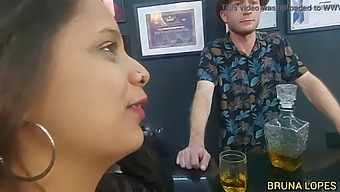 Bruna And Manuh Cortez Have Sex With Barman Malvadinho Who Struggles With Her Three Large Breasts And Summons Malvado For Assistance.