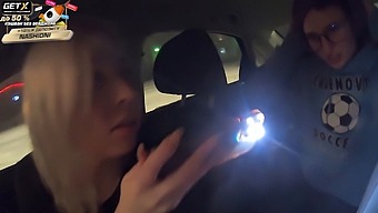 Two Girlfriends Give A Public Oral Performance In A Car Supervised By A Police Officer